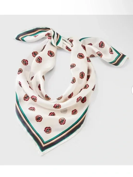 Universal Thread Cream Floral Dot Pattern Square Scarf - Picture 2 of 11